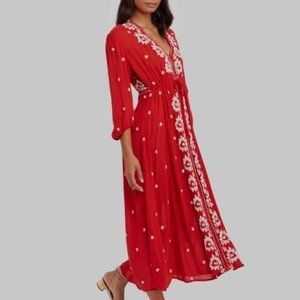 FREE PEOPLE Embroidered Fable Midi Dress